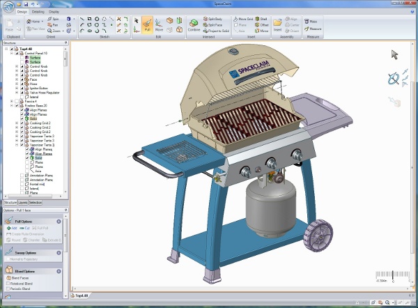 Grill a gas in lamiera progettato con SpaceClaim